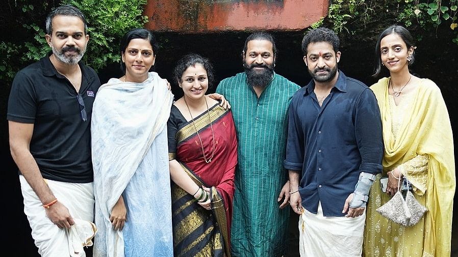 <div class="paragraphs"><p>Filmmaker Prashant Neel and actors Rishab Shetty and Jr NTR with their families at&nbsp;Keshavanatheshwara Temple.</p></div>